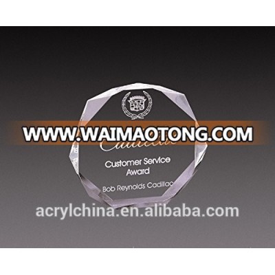 Customizable 5 x 5 Inch Clear Acrylic Octagon Shape Award with Beveled Cut Corners, Includes Personalization